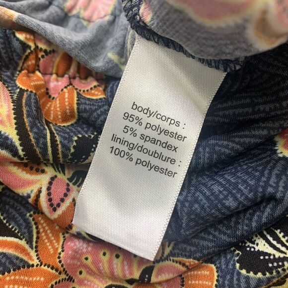 Floral Tube Top Jumpsuit Tie Waist Crop Leg Navy XS (1o1) - Picture 8 of 9